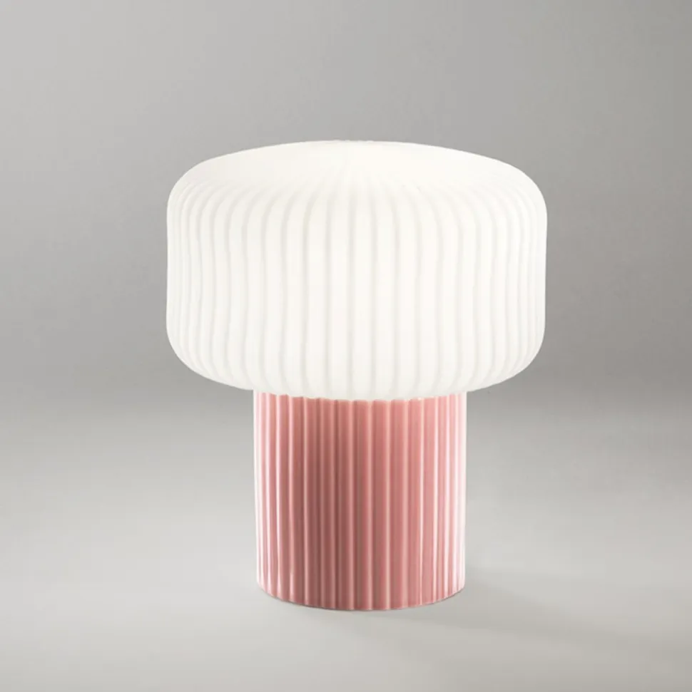 Lampada da comodino in ceramica rosa moderna otty perenz