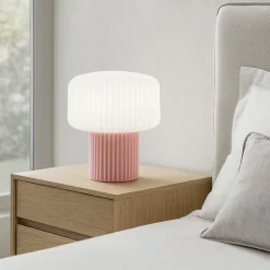 Lampada da comodino in ceramica rosa moderna otty perenz