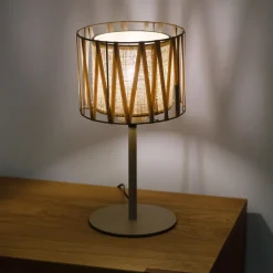 Lampada da comodino in tessuto sabbia per camera da letto