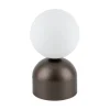 Lampada da comodino marrone sfera bianca design moderna