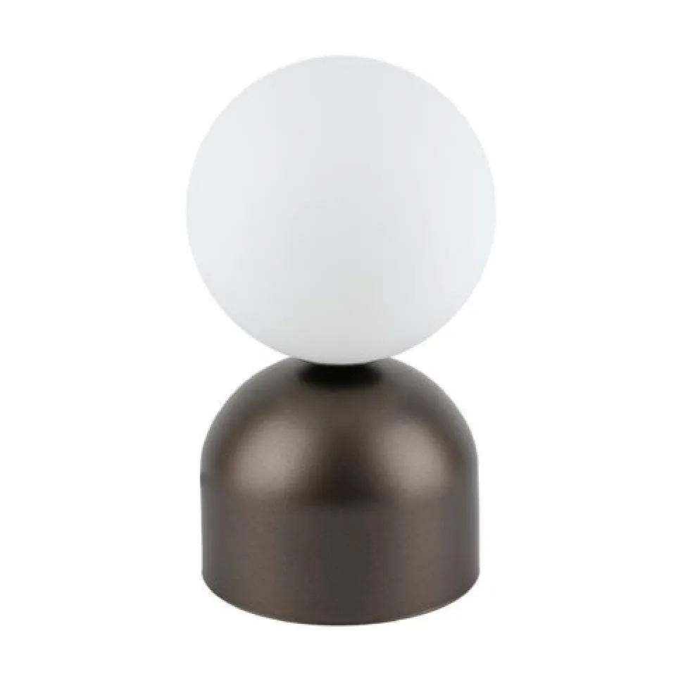 Lampada da comodino marrone sfera bianca design moderna