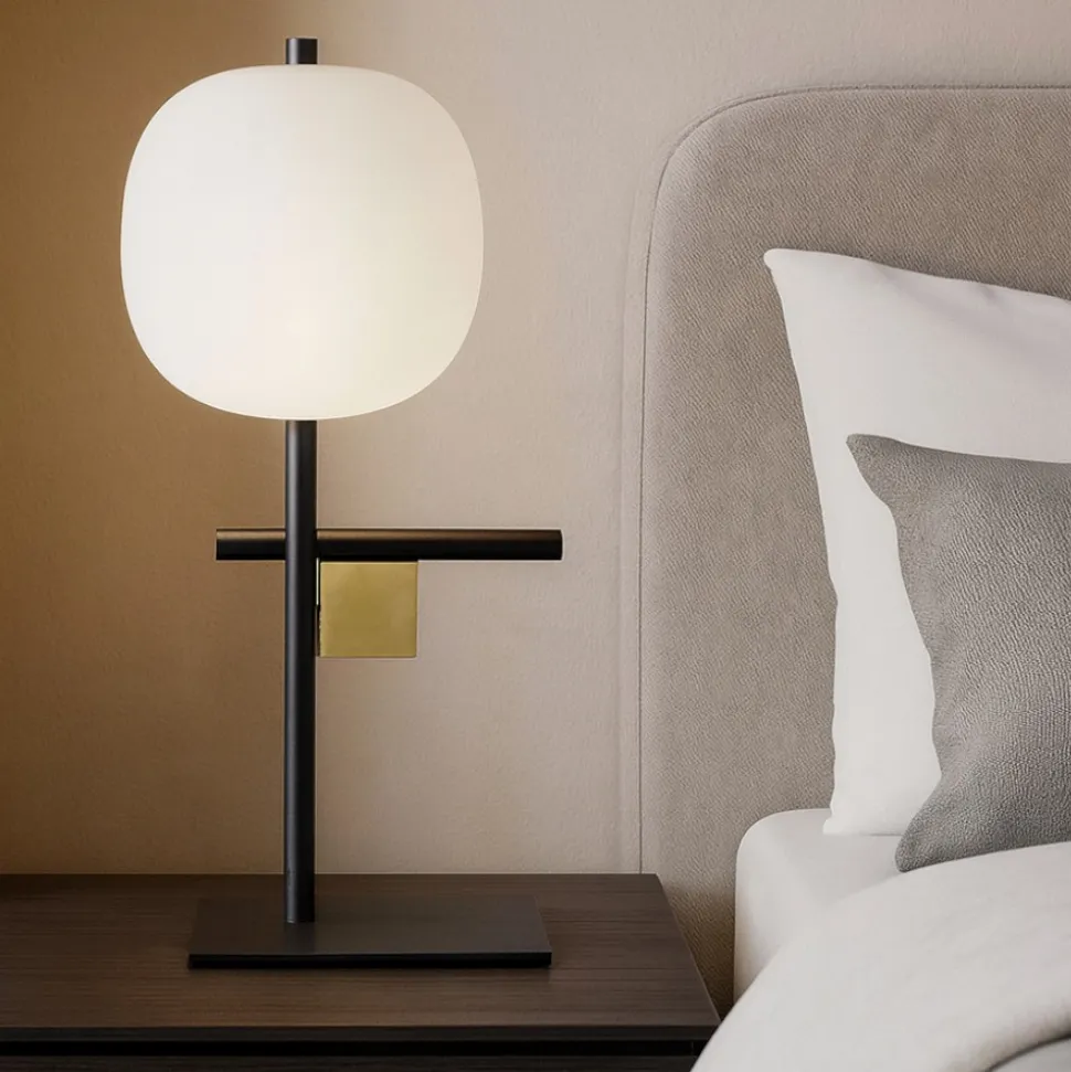 Lampada da comodino miloox nera nero oro stile contemporaneo