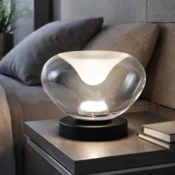 Lampada da comodino moderna in vetro trasparente fabas luce brana