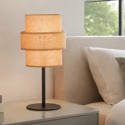 Lampada da comodino moderna in iuta per camera da letto