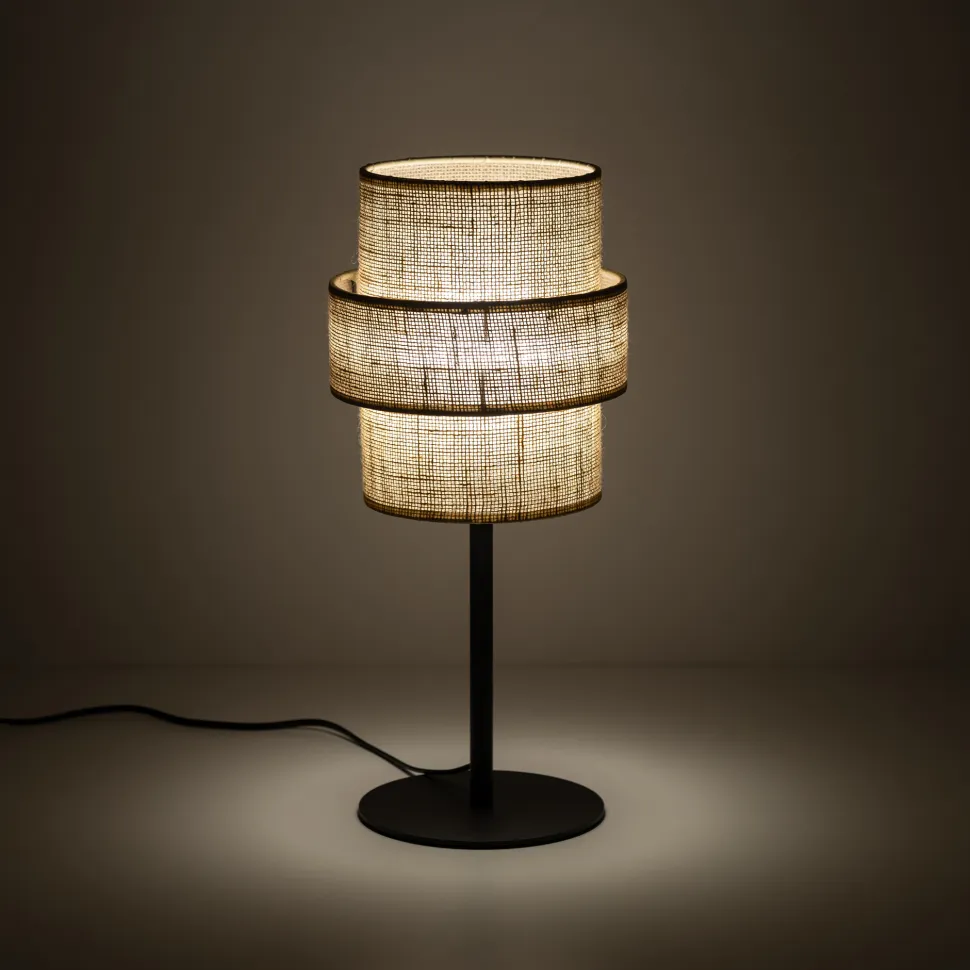 Lampada da comodino moderna in iuta per camera da letto