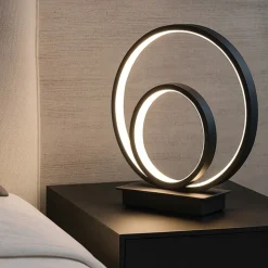 Lampada da comodino moderna led 23w 3000k oz tl on-off nero ideal lux