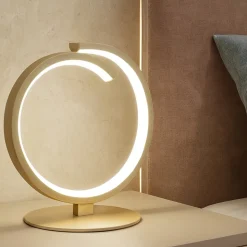 Lampada da comodino moderna oro toplight tornado 12w led 3000k 4000k