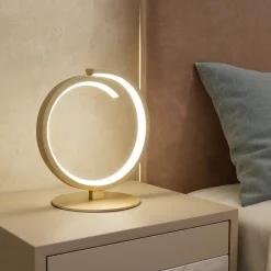 Lampada da comodino moderna oro toplight tornado 12w led 3000k 4000k