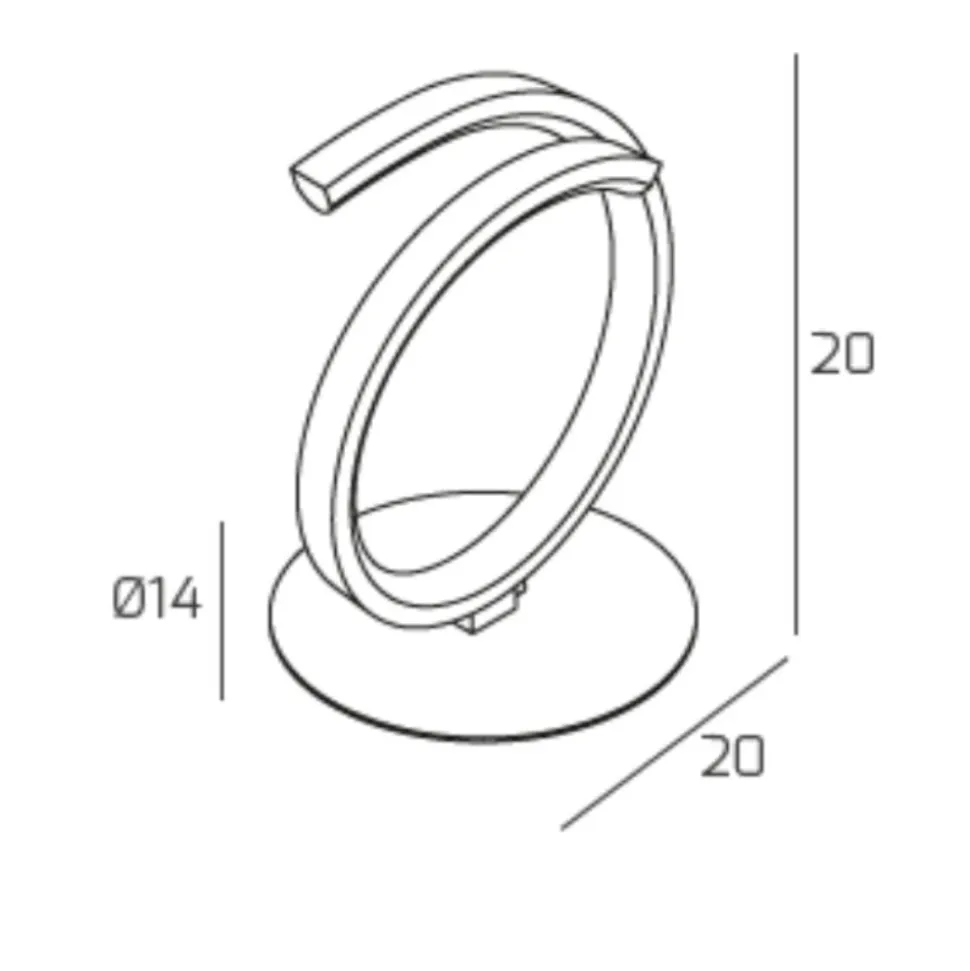 Lampada da comodino moderna oro toplight tornado 12w led 3000k 4000k