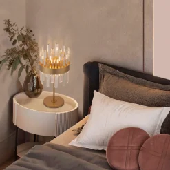 Lampada da comodino oro con cristalli stile contemporaneo