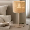 Lampada da comodino paralume in paglia