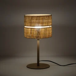Lampada da comodino paralume in paglia