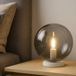 Lampada da comodino toplight eclipse moderna vetro fume