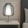 Lampada da comodino vetro blu cromo moderna toplight
