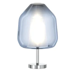 Lampada da comodino vetro blu cromo moderna toplight
