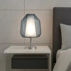 Lampada da comodino vetro blu cromo moderna toplight
