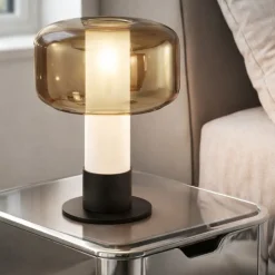 Lampada da comodino vetro oro per camera da letto moderna
