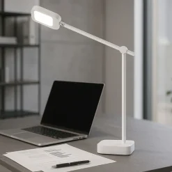 Lampada da scrivania bianca led cct per ufficio icon perenz