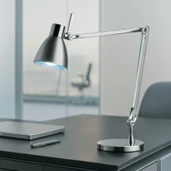 Lampada da scrivania braccio orientabile grigio moderna