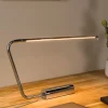 Lampada da scrivania design moderno cromo nero led 2700k dimmerabile