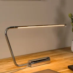 Lampada da scrivania design moderno cromo nero led 2700k dimmerabile