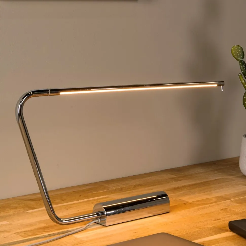 Lampada da scrivania design moderno cromo nero led 2700k dimmerabile