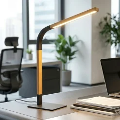 Lampada da scrivania di legno orientabile moderna nera
