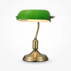 Lampada da scrivania kiwi churchill oro brunito vetro verde maytoni