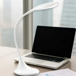 Lampada da scrivania led bianca design moderna orientabile sonagli perenz