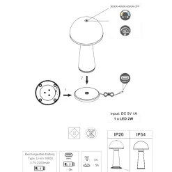 Lampada da tavolo bianca portatile led ricaricabile per esterno