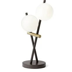 Lampada da tavolo miloox kika due luci nera e oro moderna