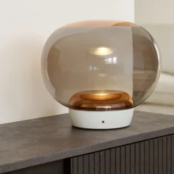 Lampada da tavolo moderna vetro rame le mariee stilnovo