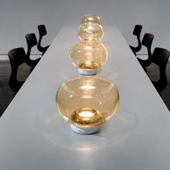 Lampada da tavolo moderna vetro rame le mariee stilnovo