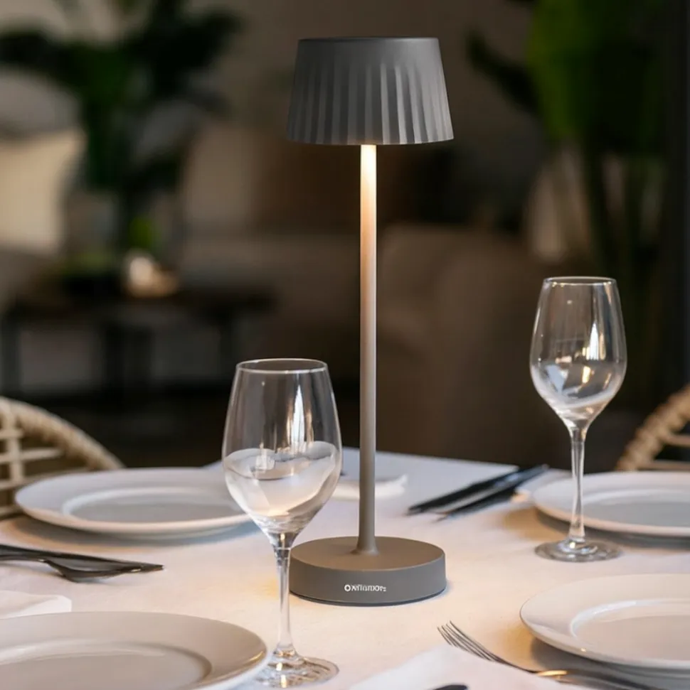 Lampada da tavolo per esterno ondaluce lt macao led portatile antracite ip54