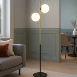 Lampada da terra jugen miloox nero oro moderno