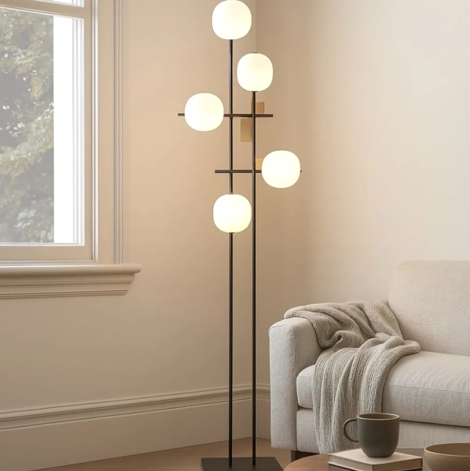 Lampada da terra moderna miloox lingotto nero oro per salotto