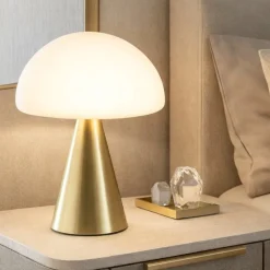 Lampada design moderna ottone vetro bianco per camera da letto
