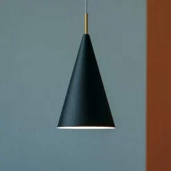 Lampada nera a sospensione moderna cono per isola miloox samoi