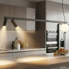 Lampadario a sospensione lungo antracite per illuminazione isola penisola cucina