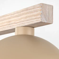 Lampadario bilanciere di legno cupole in metallo sabbia per cucina