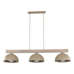 Lampadario bilanciere di legno cupole in metallo sabbia per cucina