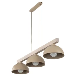 Lampadario bilanciere di legno cupole in metallo sabbia per cucina