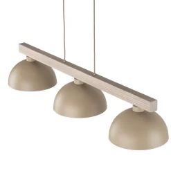 Lampadario bilanciere di legno cupole in metallo sabbia per cucina
