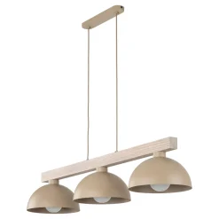 Lampadario bilanciere di legno cupole in metallo sabbia per cucina