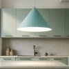 Lampadario colore menta cono di metallo 50cm per cucina