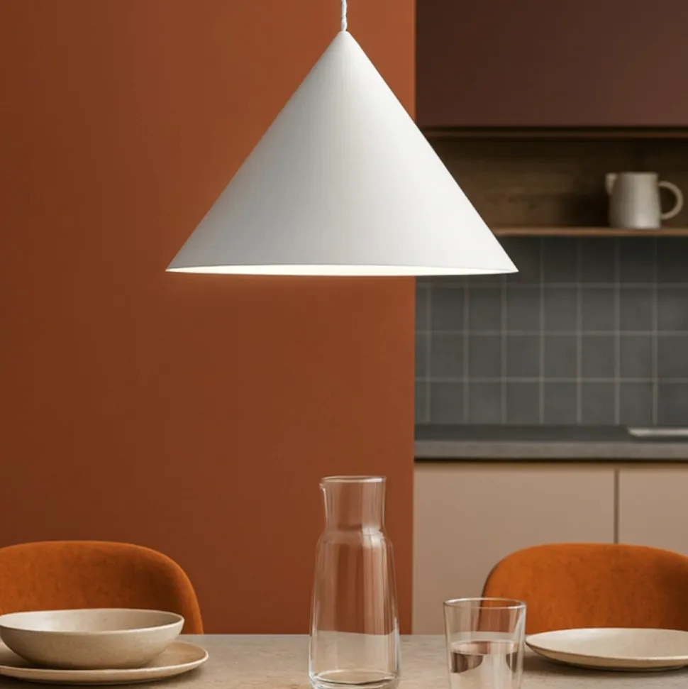 Lampadario cono 50cm bianco per cucina perenz iconic