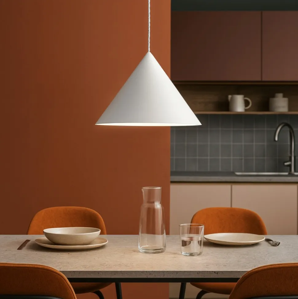 Lampadario cono 50cm bianco per cucina perenz iconic