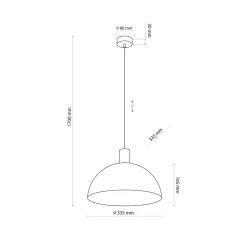Lampadario cupola marrone in metallo inserti legno pino per cucina