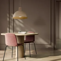 Lampadario per cucina legno cupola metallo sabbia