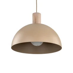 Lampadario per cucina legno cupola metallo sabbia